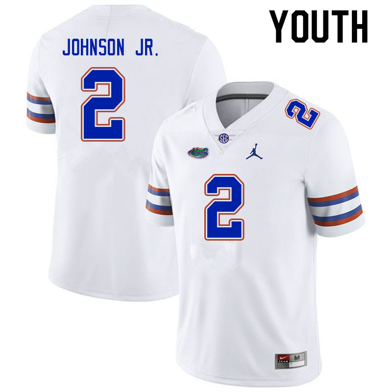 Youth #2 Montrell Johnson Jr. Florida Gators College Football Jerseys Sale-White - Click Image to Close